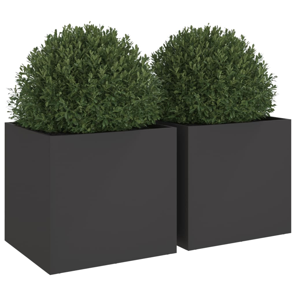 Steel Garden Planters Set of 2 Black 49cm | Simpledeals
