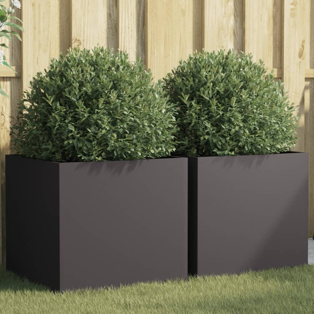 Steel Garden Planters Set of 2 Black 49cm | Simpledeals