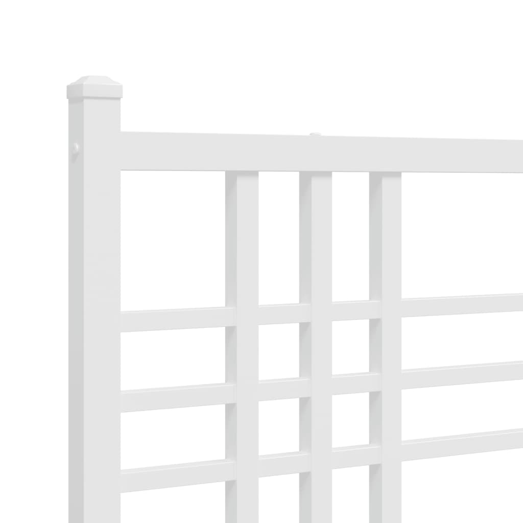 Modern Metal Bed Frame with Headboard White King Single Size