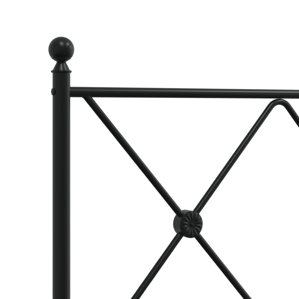 Metal Bed Frame with Headboard Black King Single Size