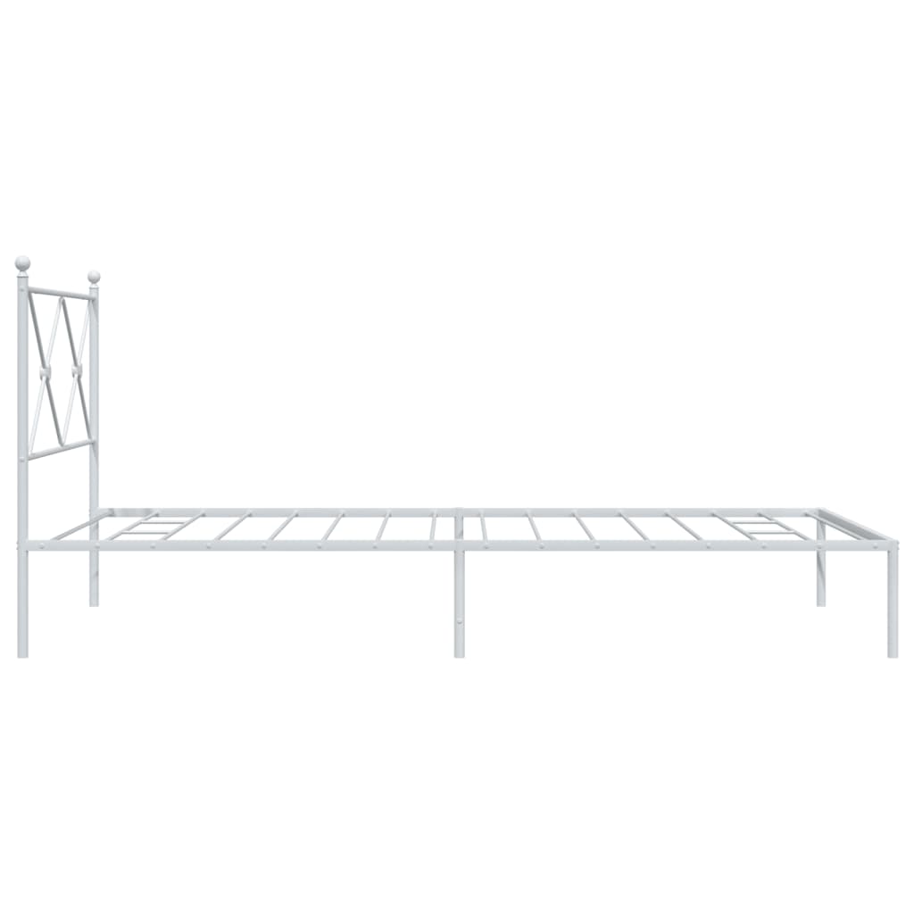 Metal Bed Frame with Headboard White - King Single Size