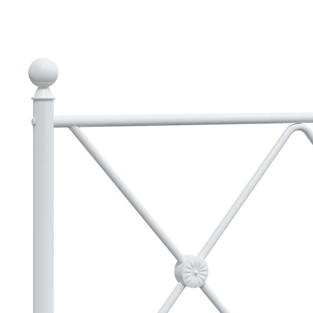 Metal Bed Frame with Headboard White - King Single Size