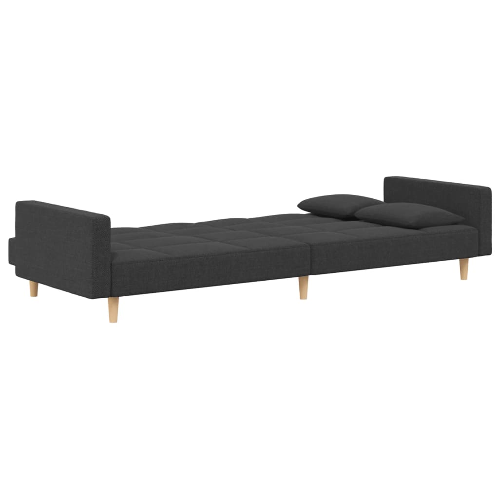 2-Seater Sofa Bed with Two Pillows Dark Grey