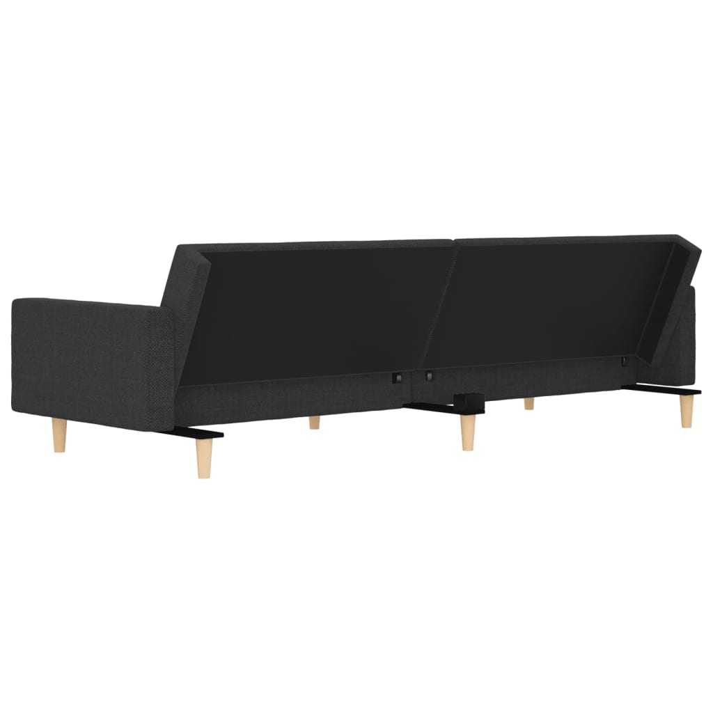 2-Seater Sofa Bed with Two Pillows Dark Grey