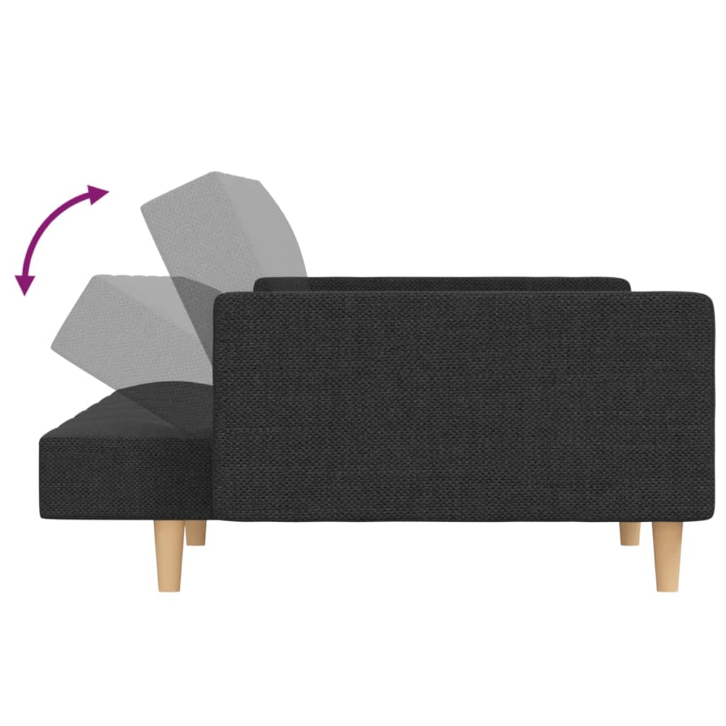 2-Seater Sofa Bed with Two Pillows Dark Grey