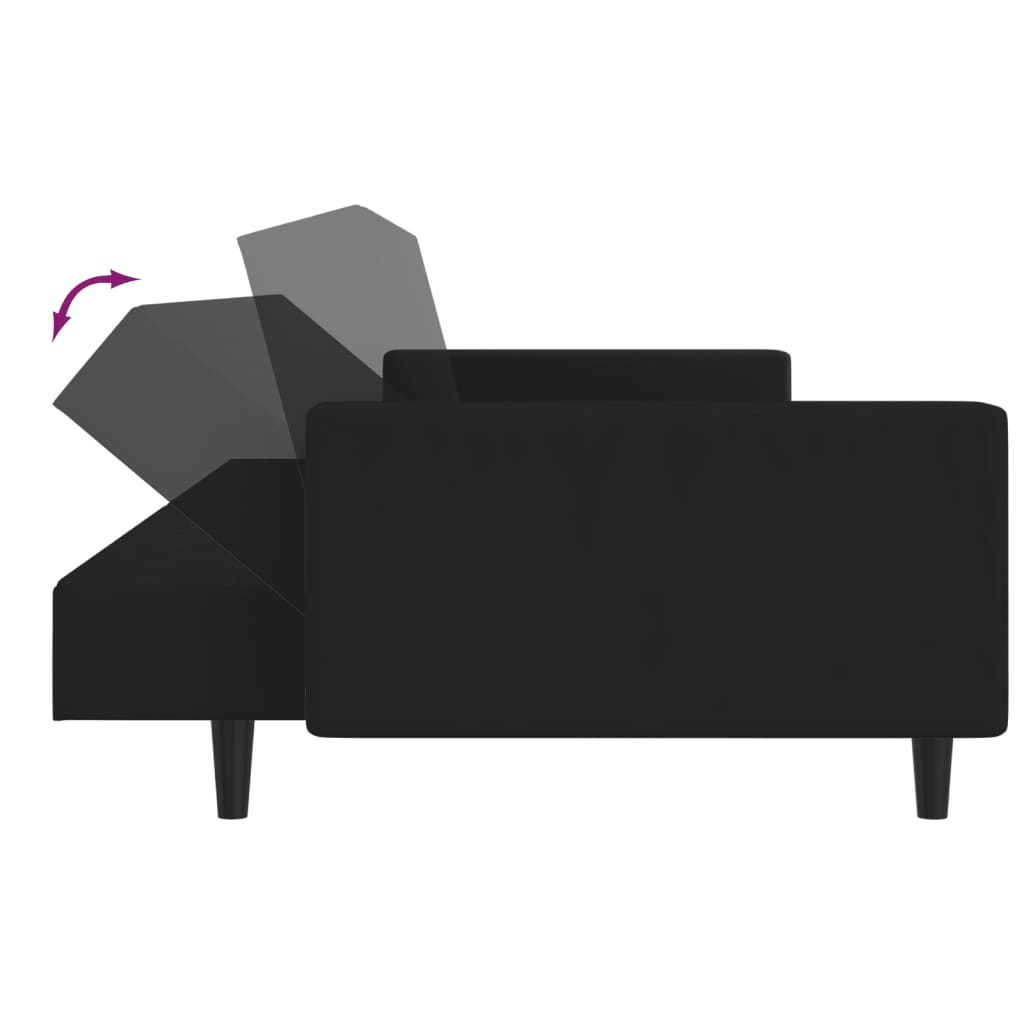 2-Seater Sofa Bed Black-Velvet
