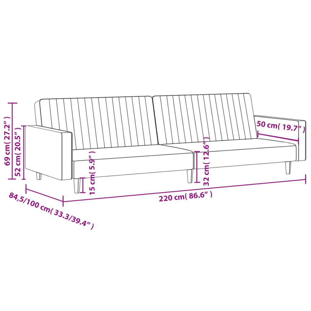 2-Seater Sofa Bed Black-Velvet