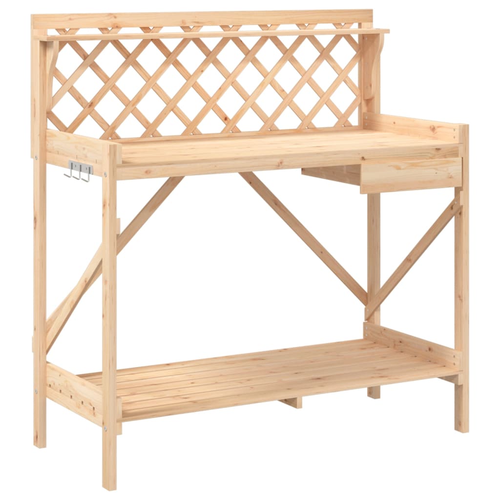 Plant Stands - Potting Bench with Trellis Solid Wood Fir
