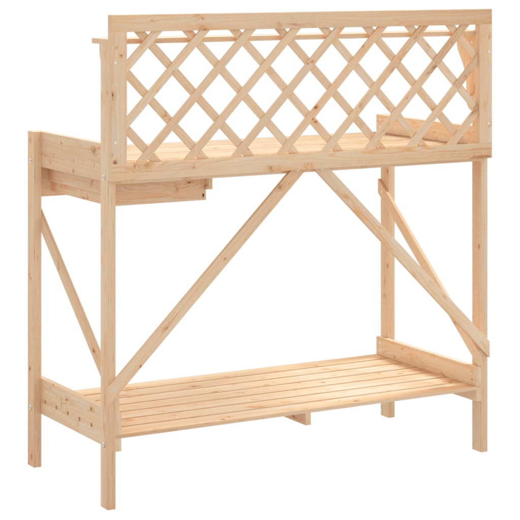 Potting Bench with Trellis Solid Wood Fir, Wood finish