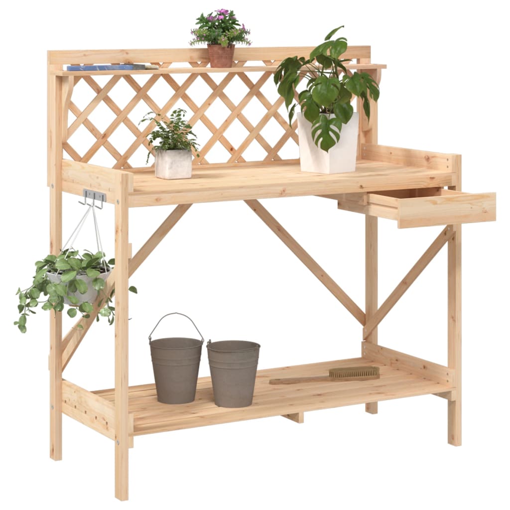 Wood finish - Potting Bench with Trellis Solid Wood Fir