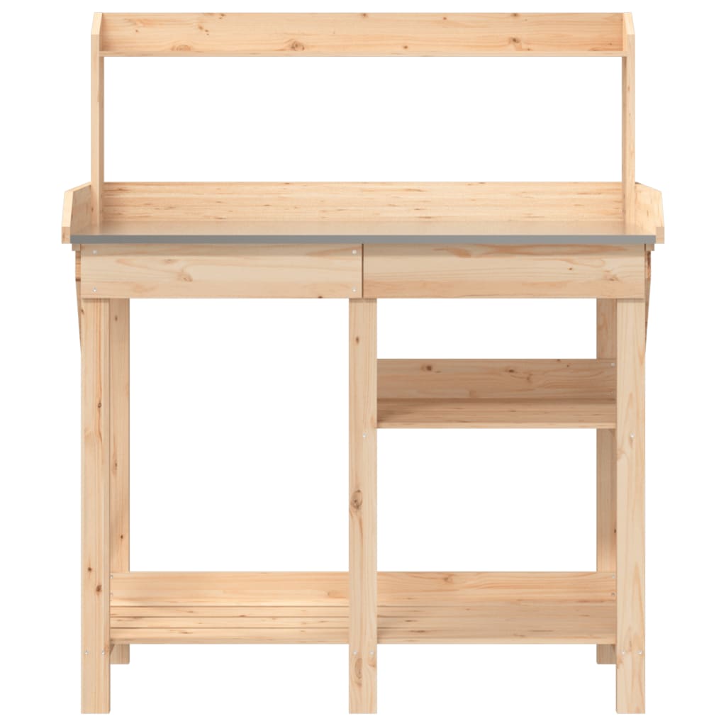 Potting Bench with Shelves Solid Wood Fir | Wood finish