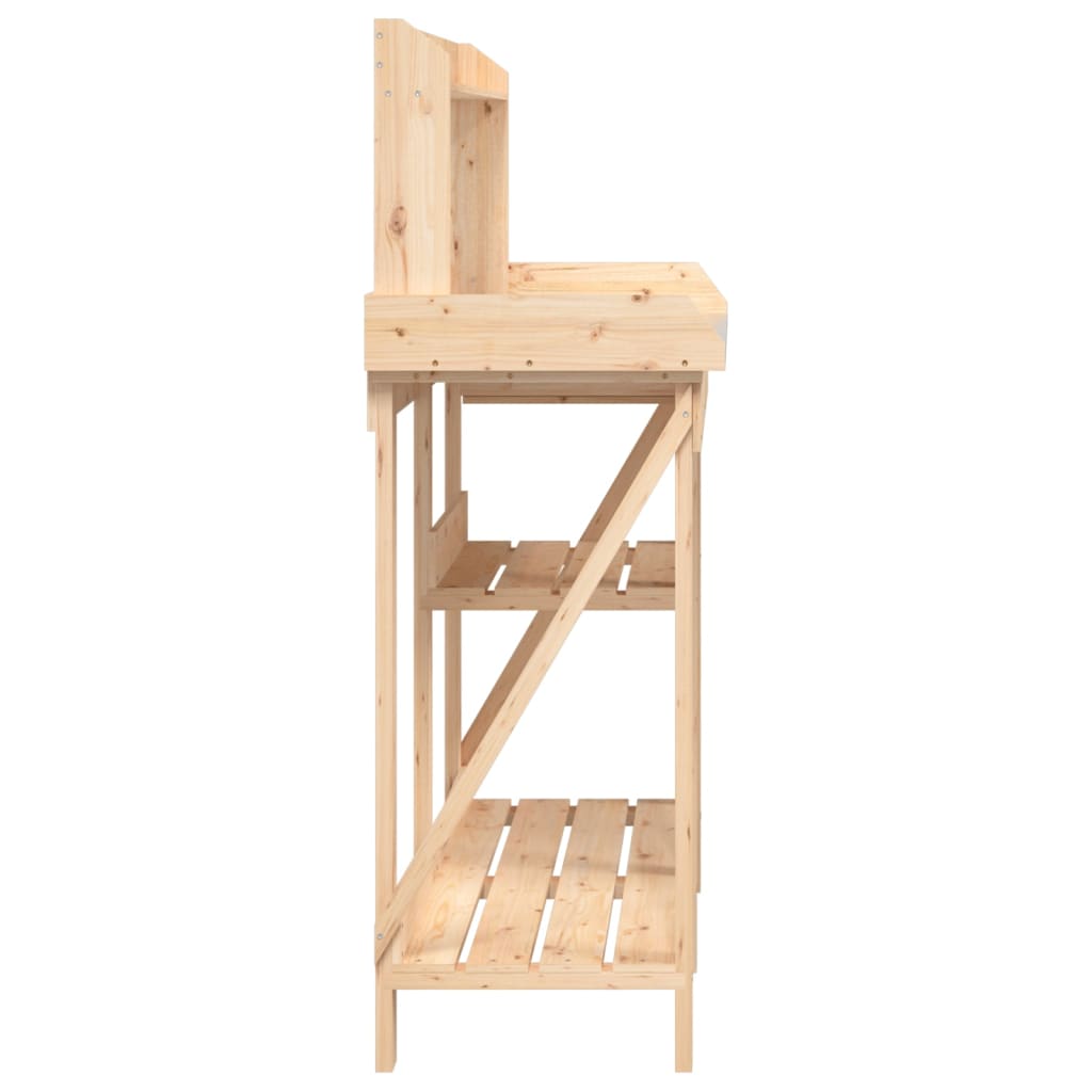 Potting Bench with Shelves Solid Wood Fir, Plant Stands
