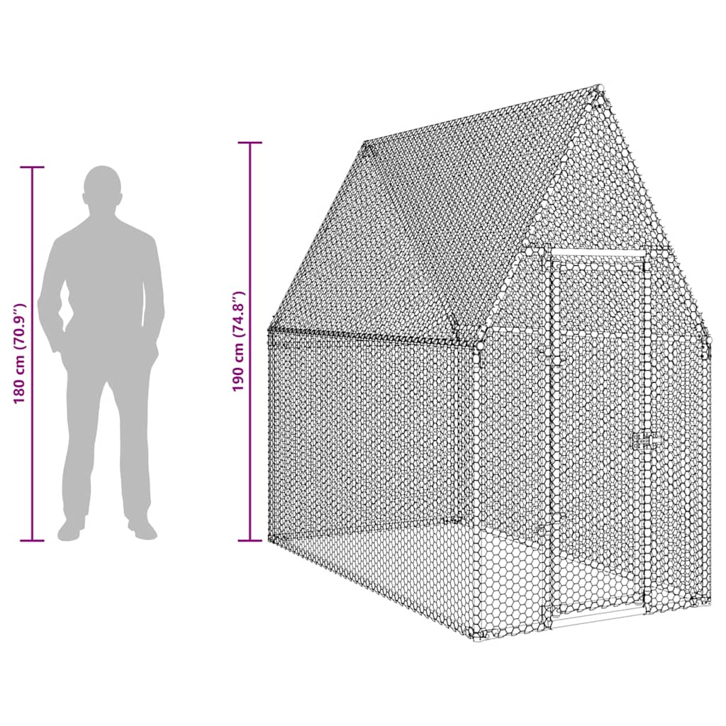 Walk-In Chicken Cage Galvanised Steel 200x100cm | Simpledeals