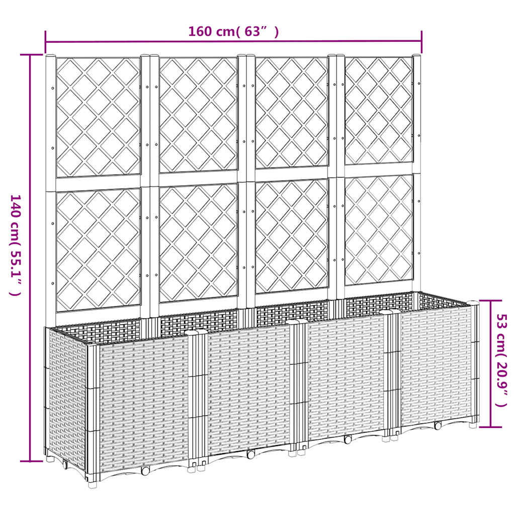 Garden Planter with Trellis - Grey