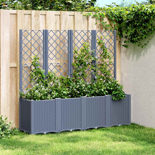 Garden Planter with Trellis - Grey