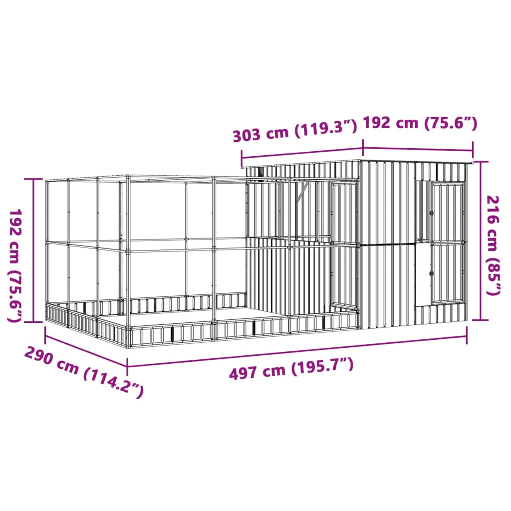 Aviary with Extension Silver Steel