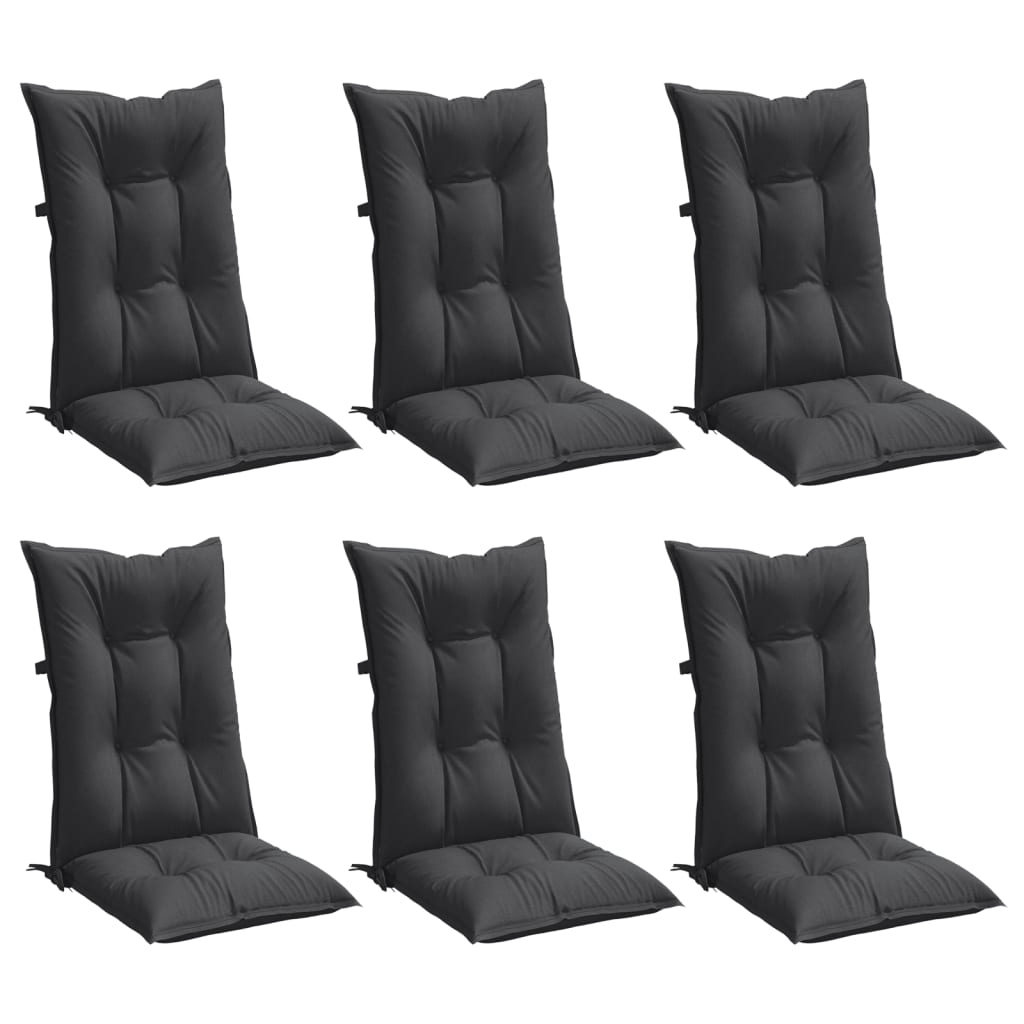 Chair & Sofa Cushions - Highback Chair Cushions 6 pcs Melange Anthracite Fabric