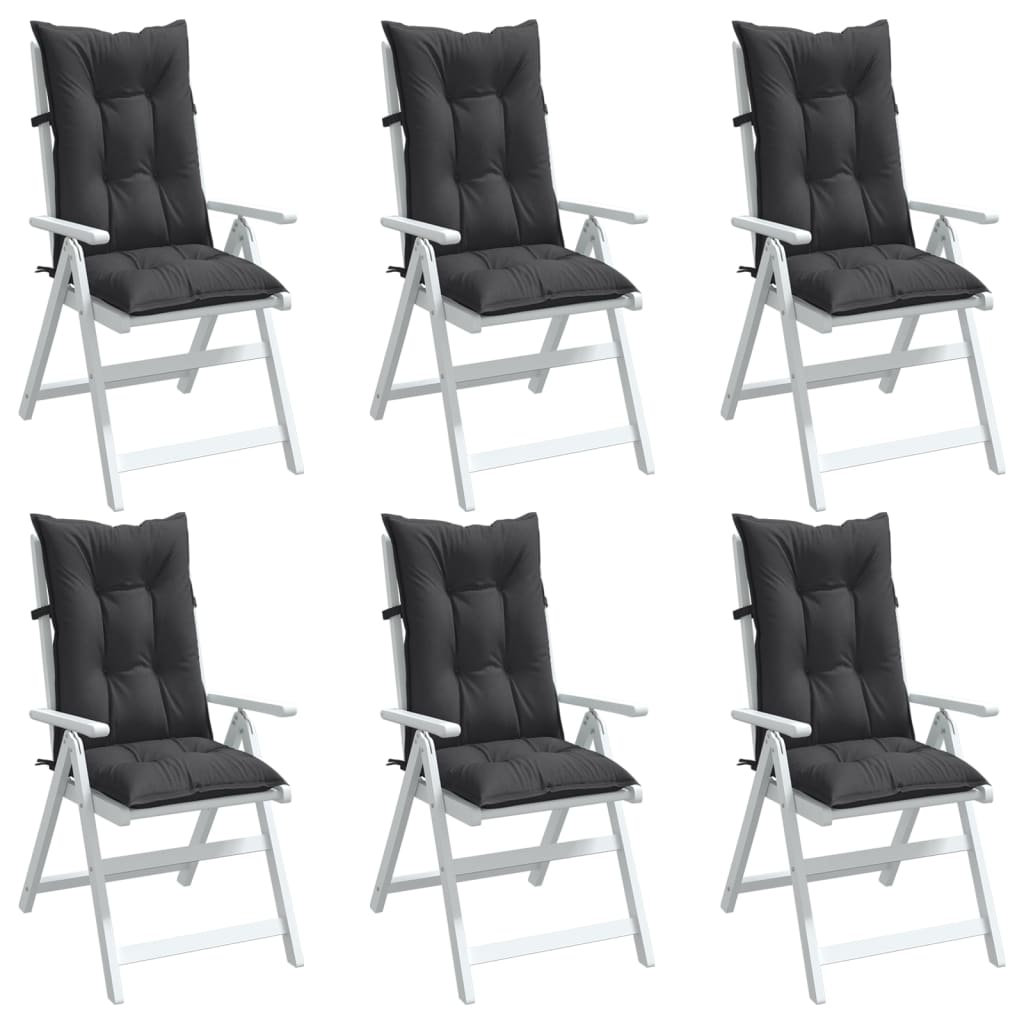 Highback Chair Cushions 6 pcs Melange Anthracite Fabric | Fabric finish