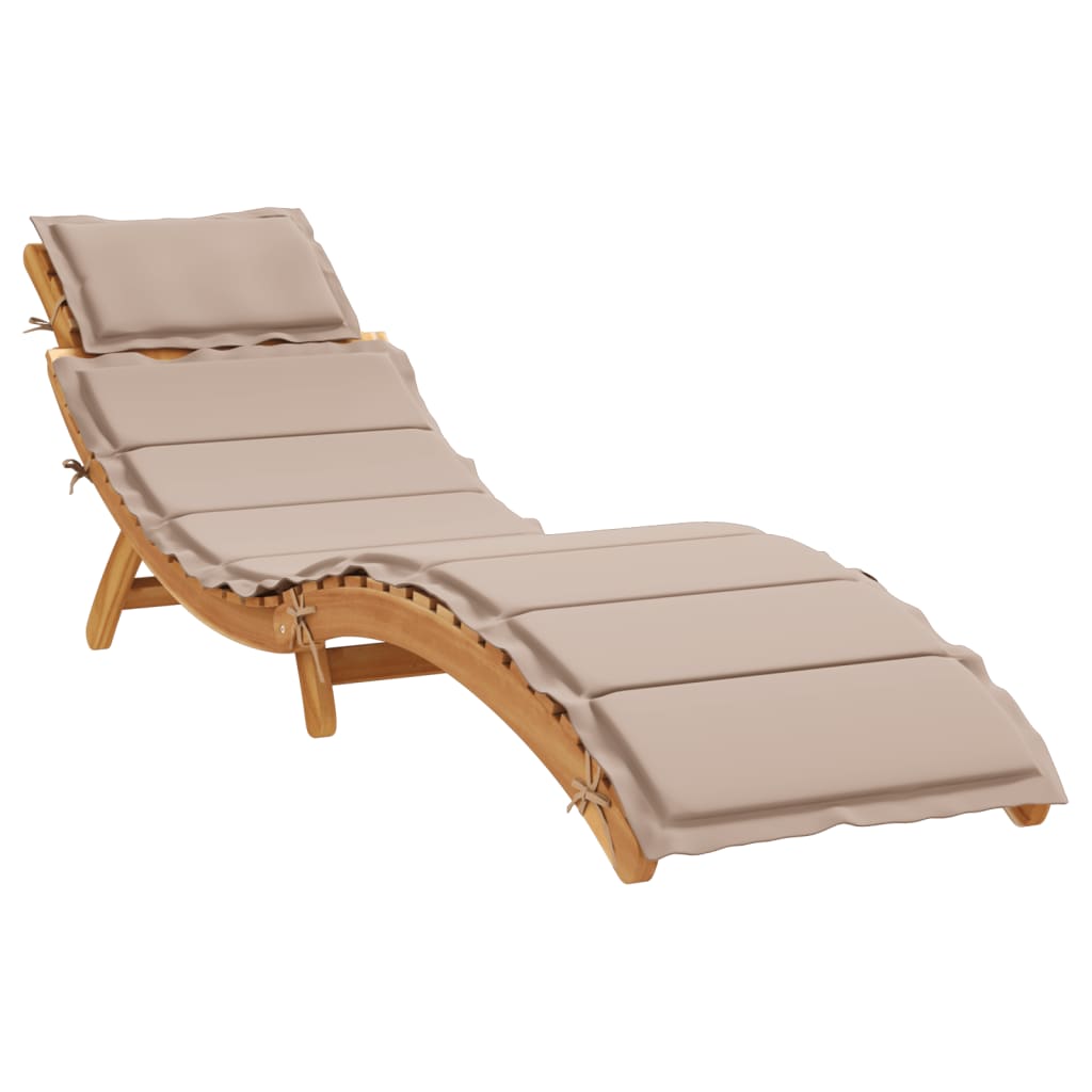 Wood finish - Sun Lounger with Cushion Taupe Solid Wood Acacia