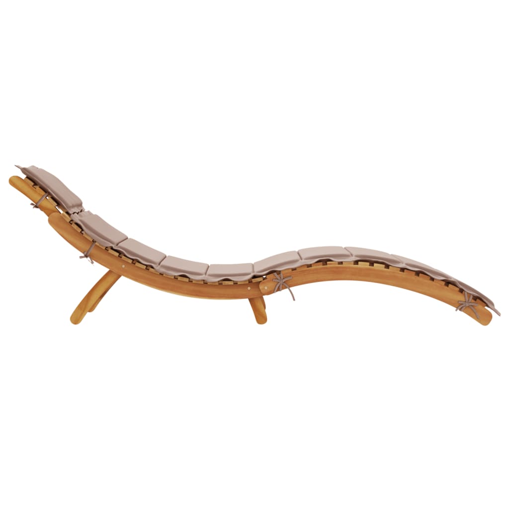 Sun Lounger with Cushion Taupe Solid Wood Acacia | Wood finish