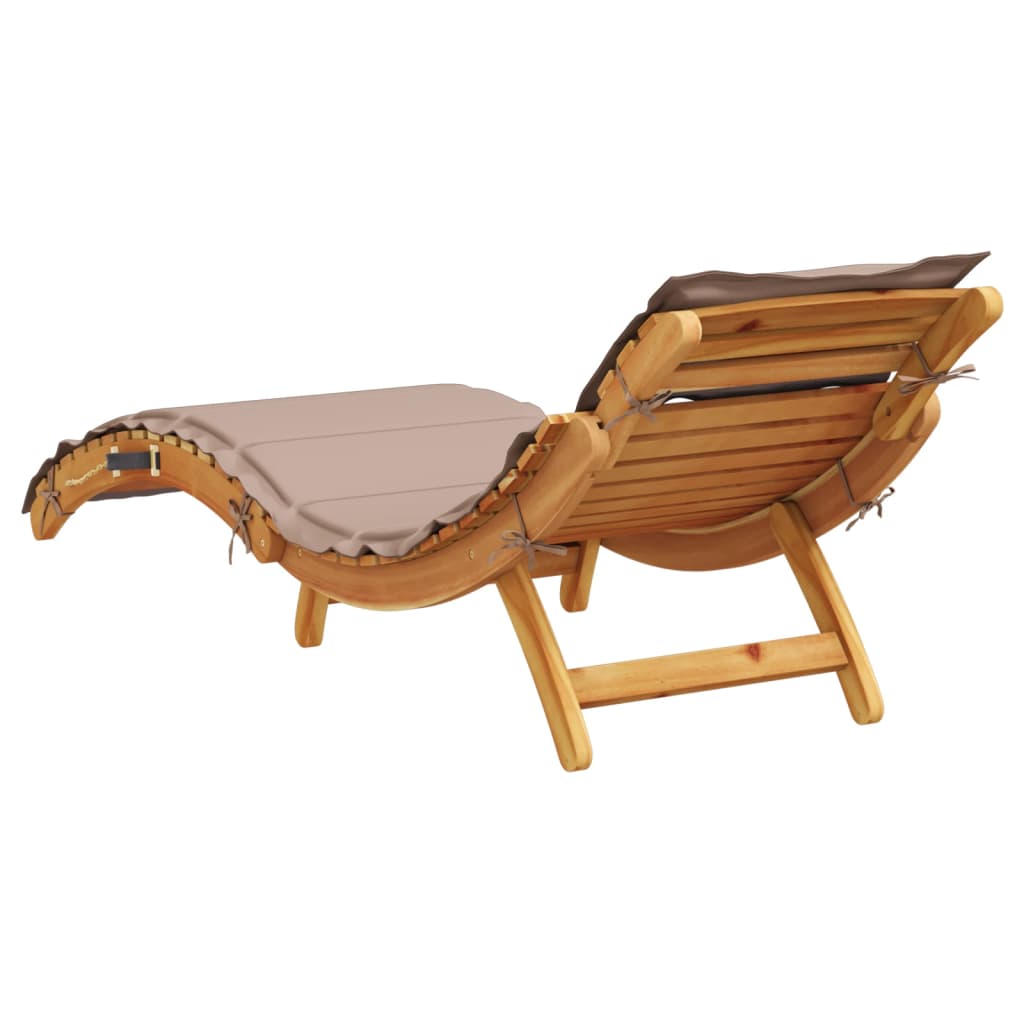 Sun Lounger with Cushion Taupe Solid Wood Acacia | Sun Loungers