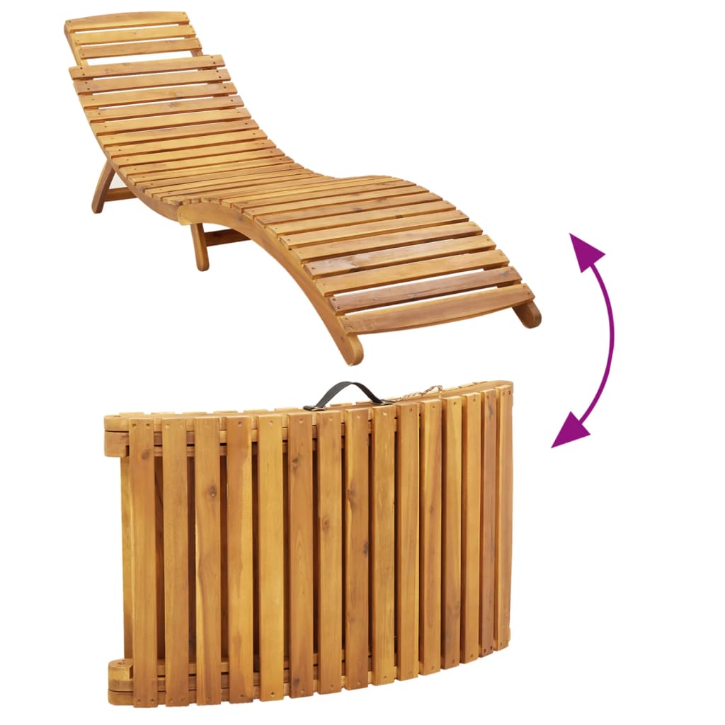 Sun Lounger with Cushion Taupe Solid Wood Acacia, Wood finish