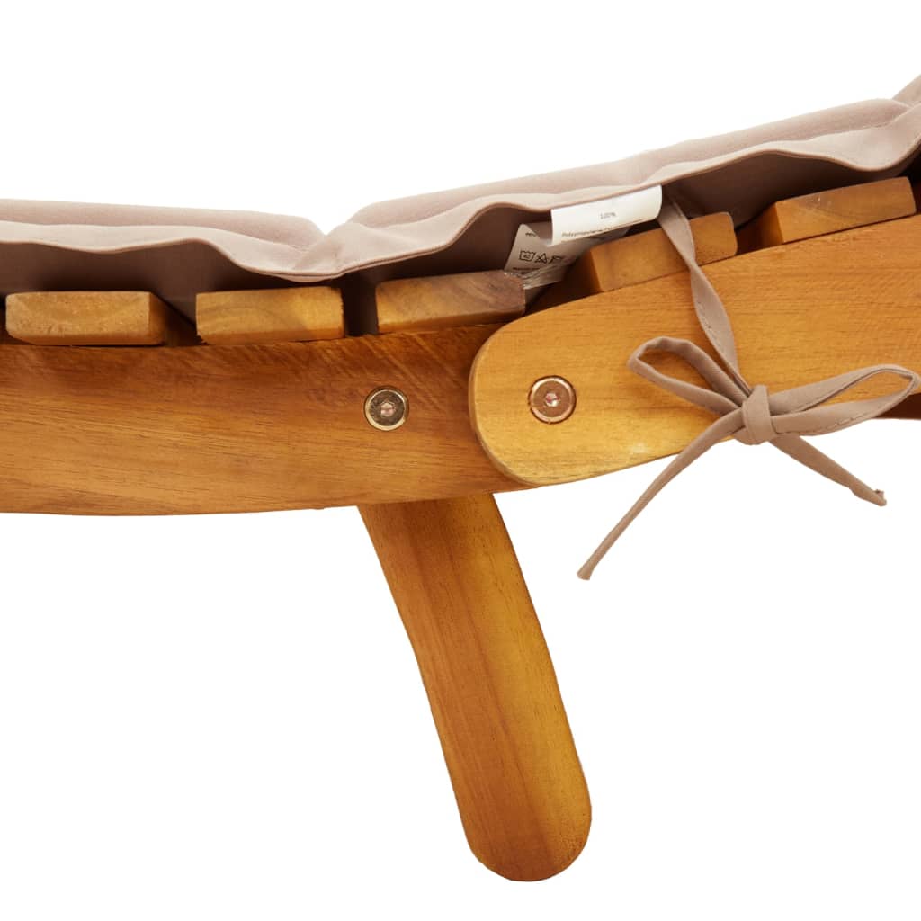 Sun Lounger with Cushion Taupe Solid Wood Acacia, Sun Loungers
