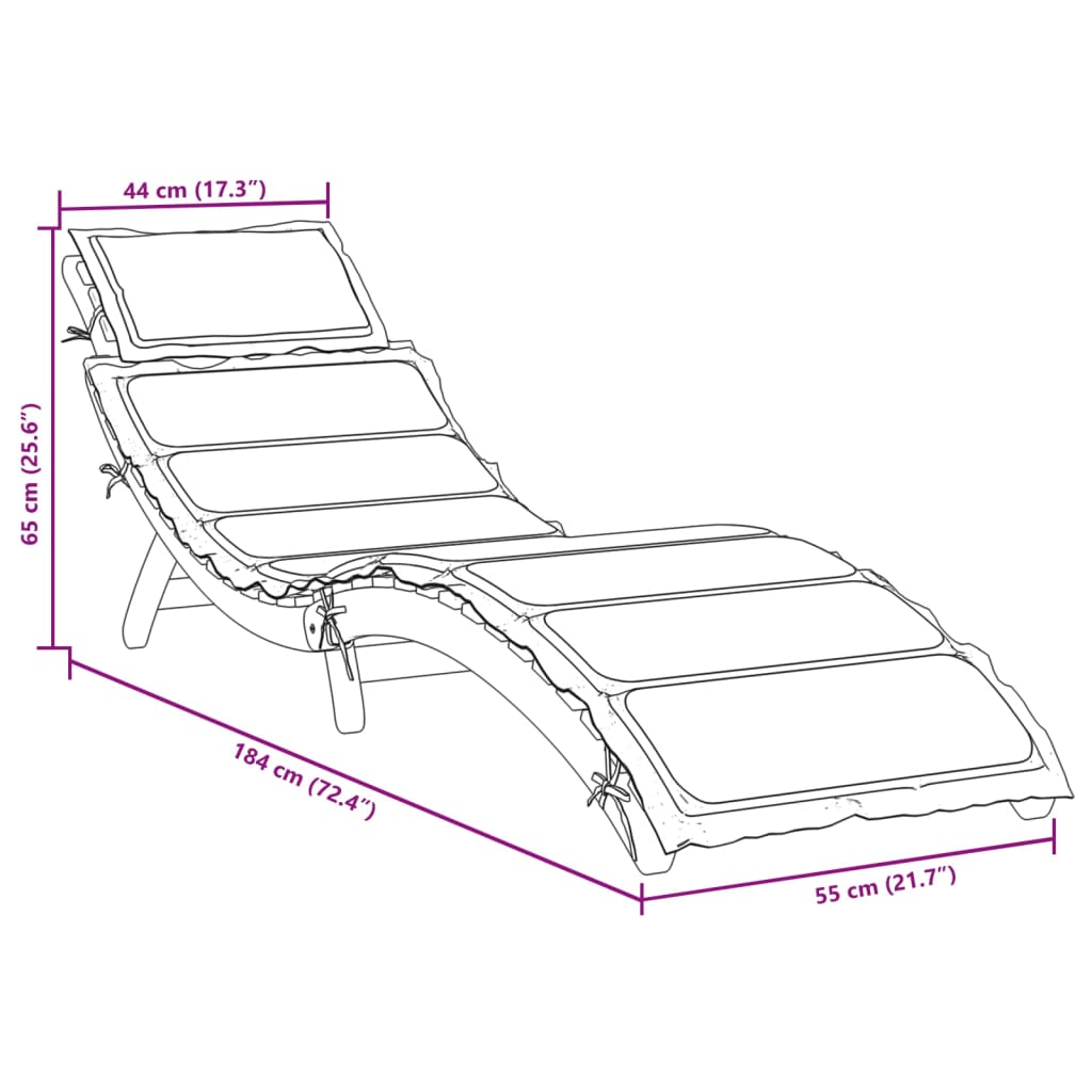 Sun Lounger with Cushion Taupe Solid Wood Acacia with Sun Loungers