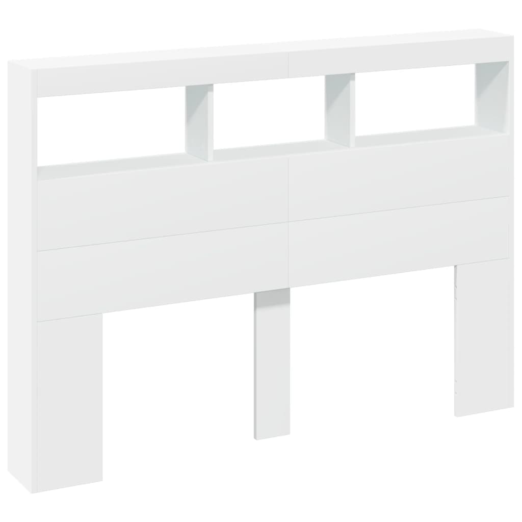 LED Headboard Cabinet 140cm White | Simpledeals