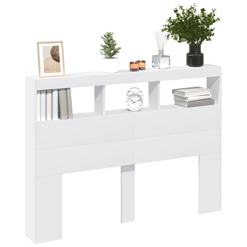 LED Headboard Cabinet 140cm White | Simpledeals