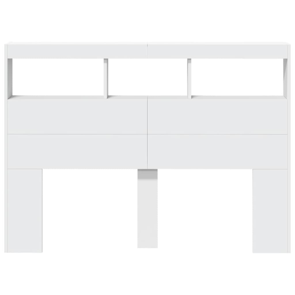 LED Headboard Cabinet 140cm White | Simpledeals