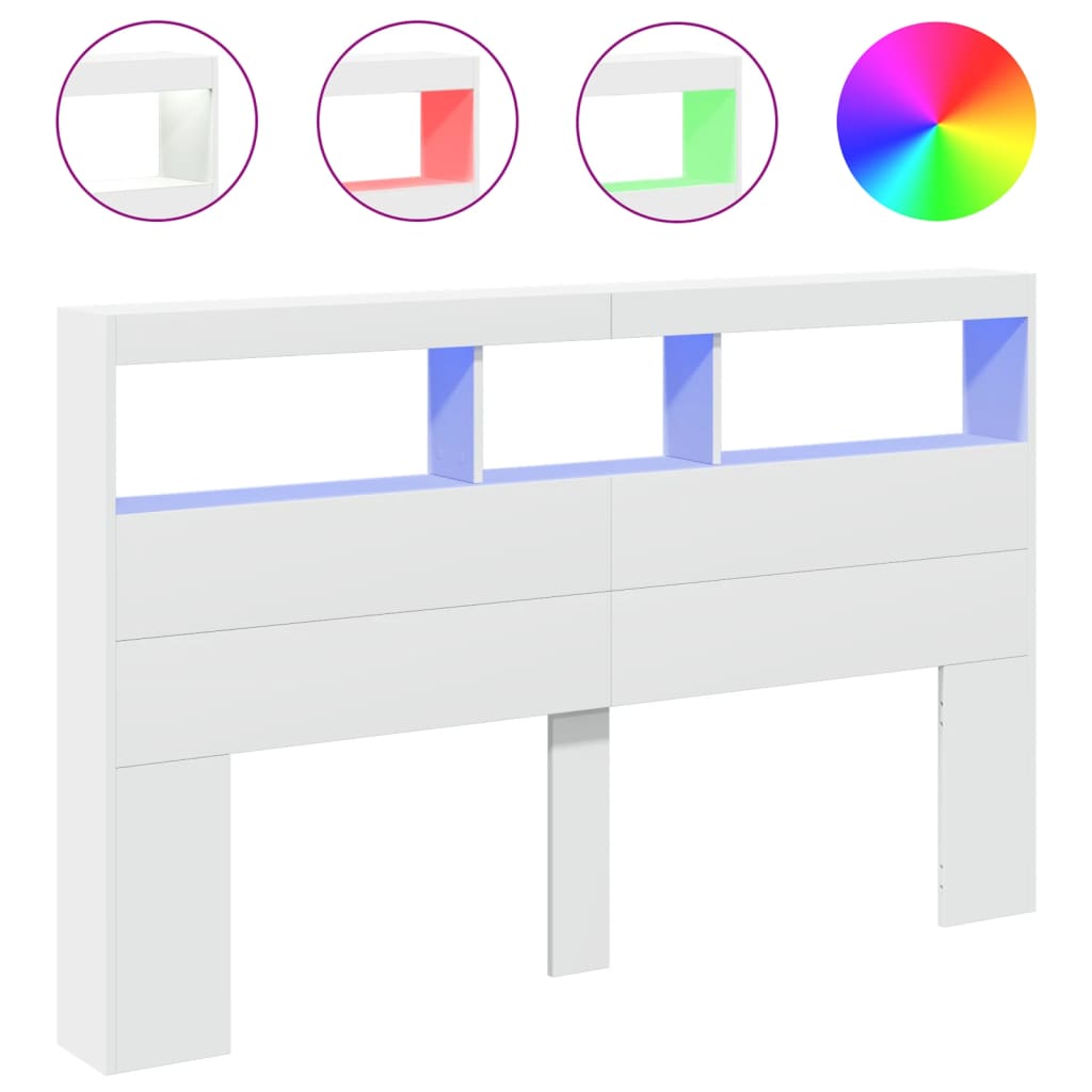 LED Headboard Cabinet White 160cm | Simpledeals