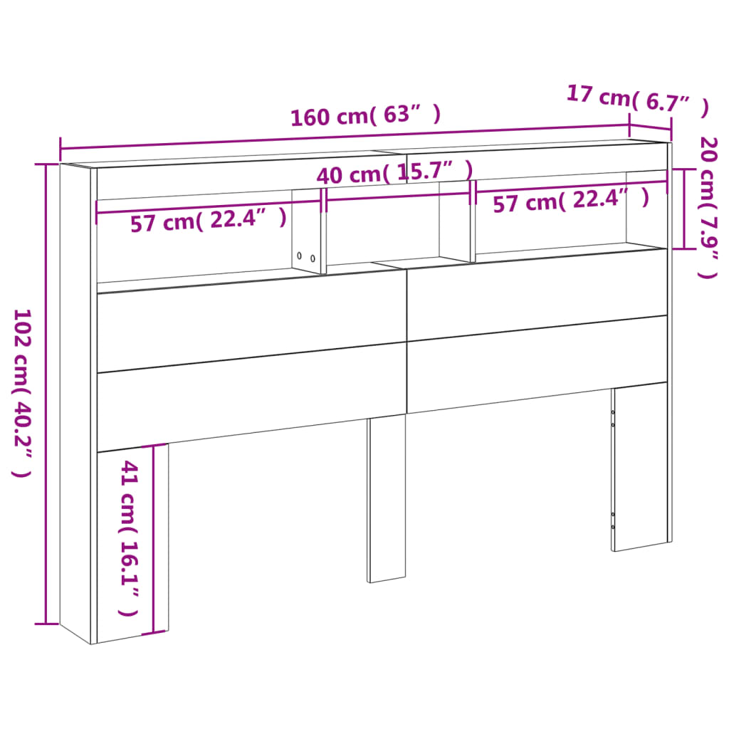 LED Headboard Cabinet White 160cm | Simpledeals