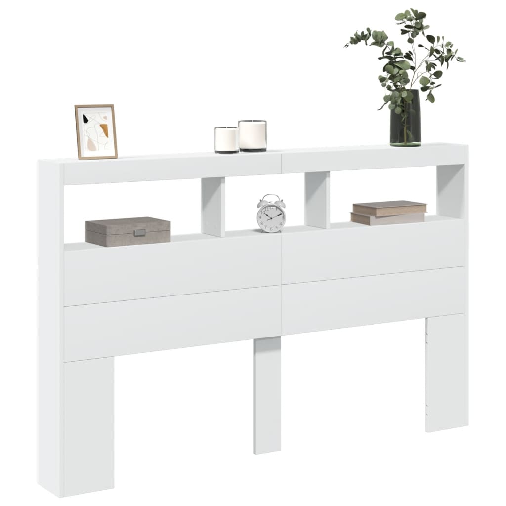 LED Headboard Cabinet White 160cm | Simpledeals