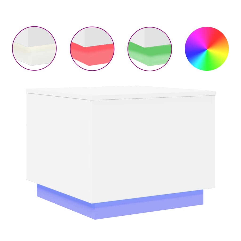 White colour - Coffee Table with LED Lights White
