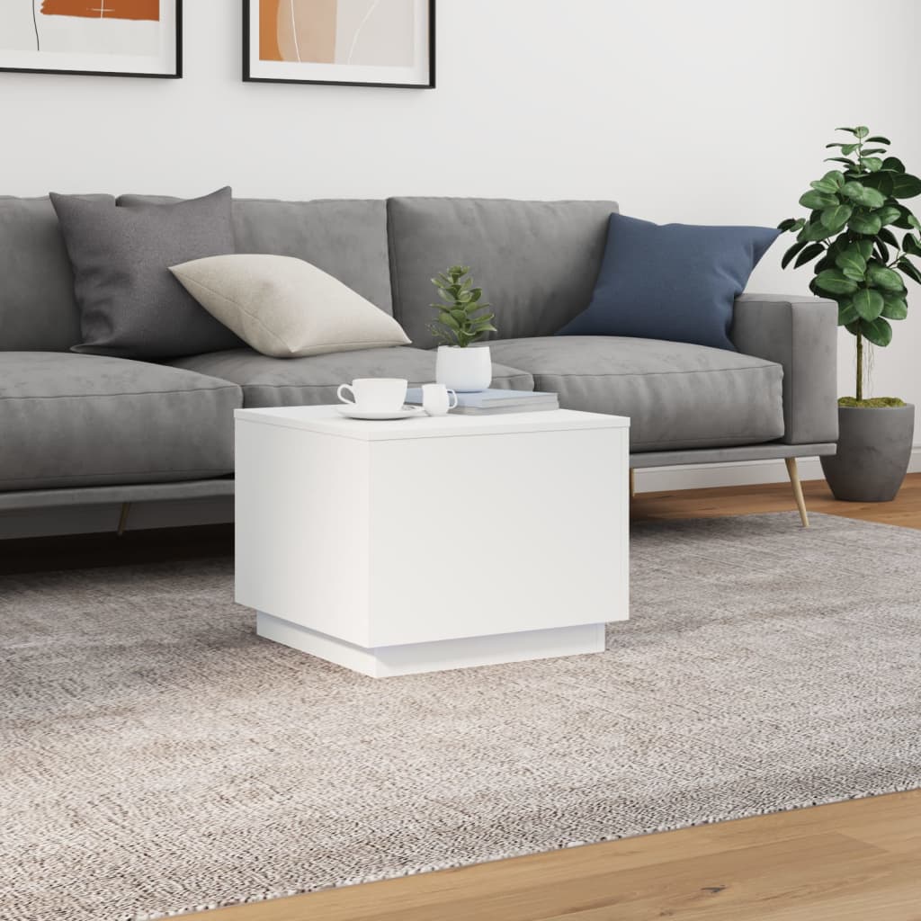 Coffee Table with LED Lights White | Accent Coffee Tables