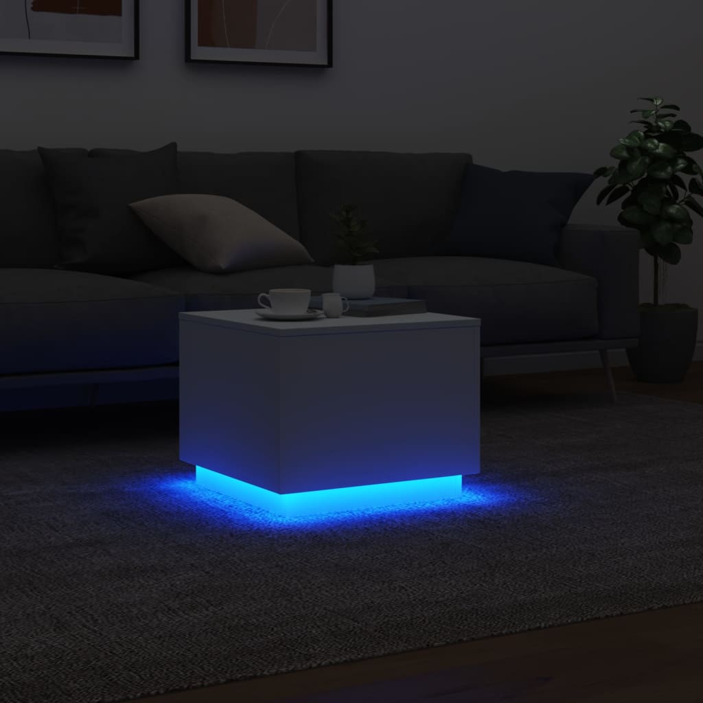 Coffee Table with LED Lights White | White colour