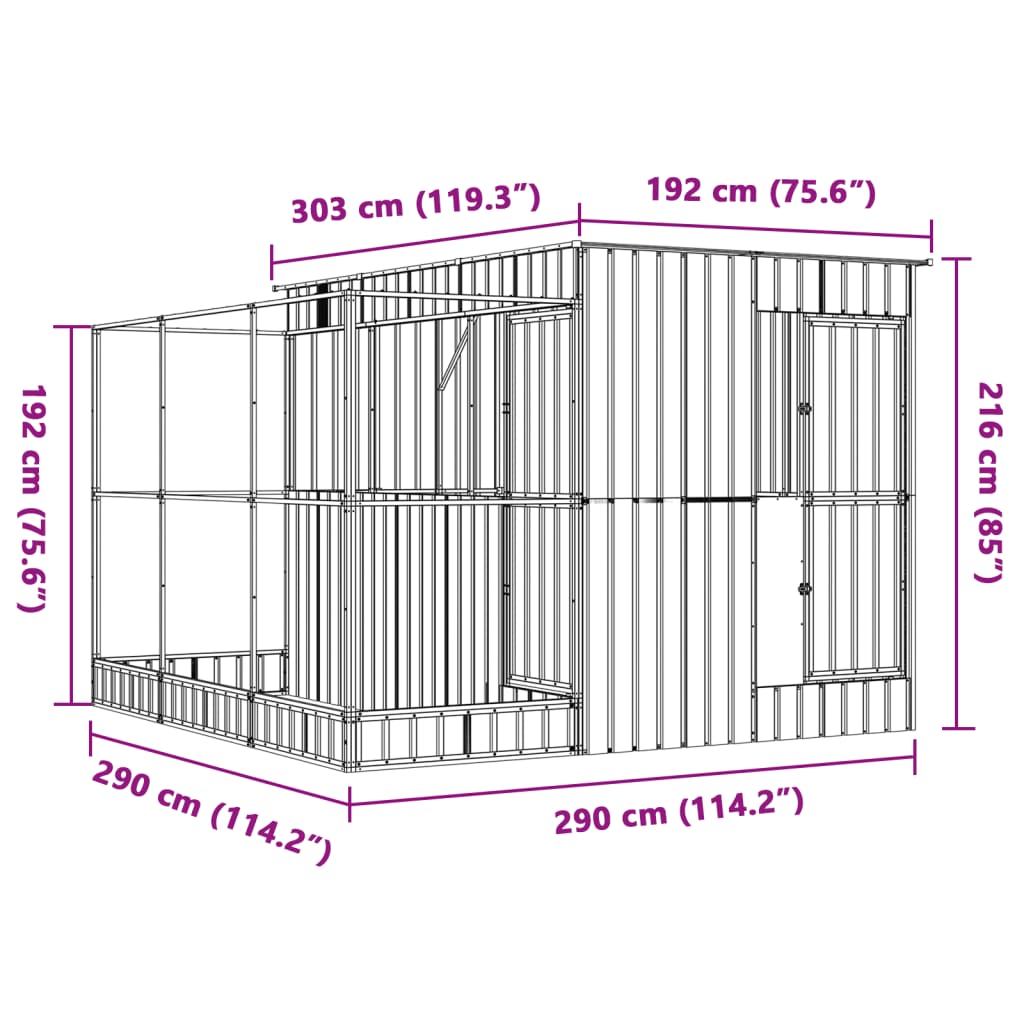 Aviary with Extension Silver Steel