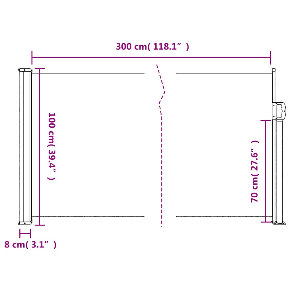 Retractable Side Awning 100x300cm Anthracite | Simpledeals