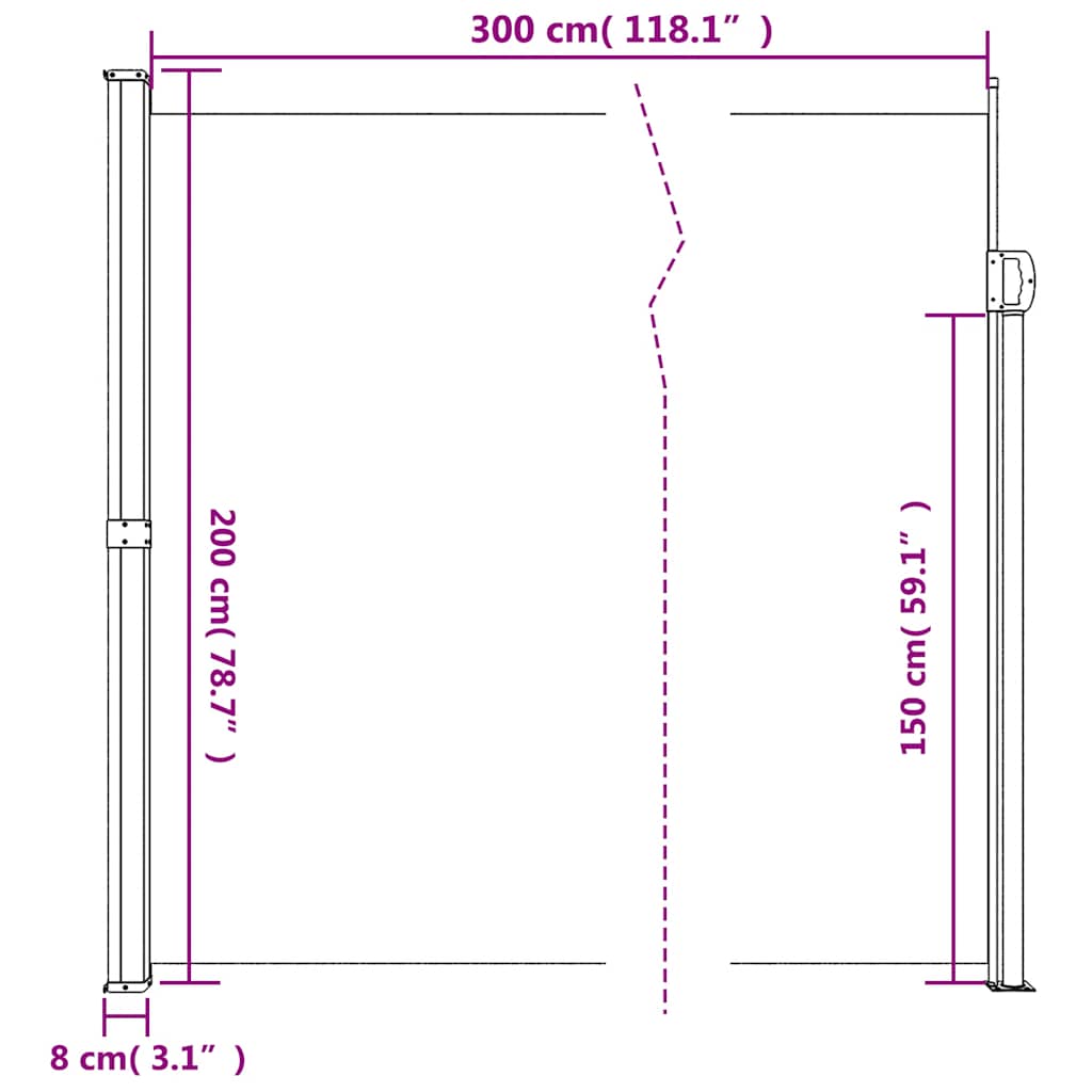Retractable Side Awning 200x300cm Anthracite | Simpledeals