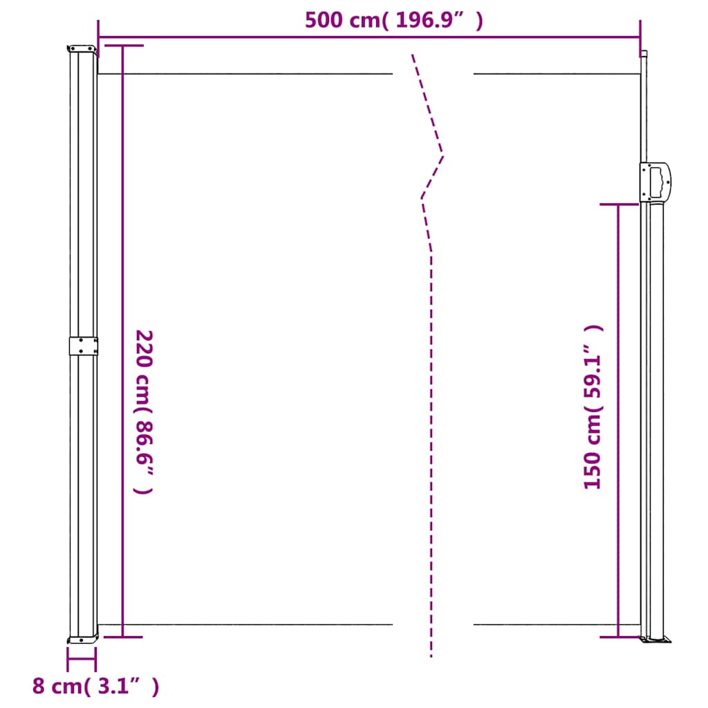 Retractable Side Awning 220x500cm Anthracite | Simpledeals