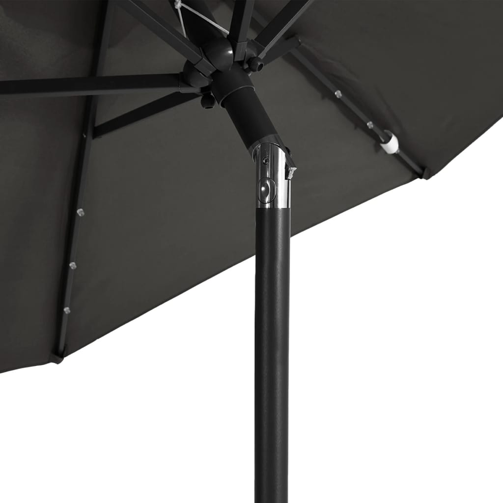 Garden Parasol with LEDs and Steel Pole Anthracite with Steel finish