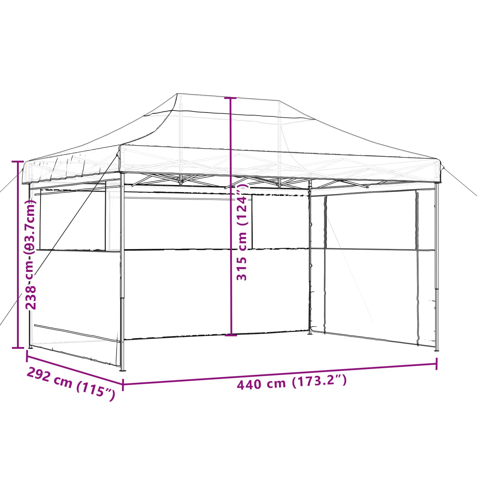 Foldable Party Tent Pop-Up with 3 Sidewalls - Beige with Beige colour