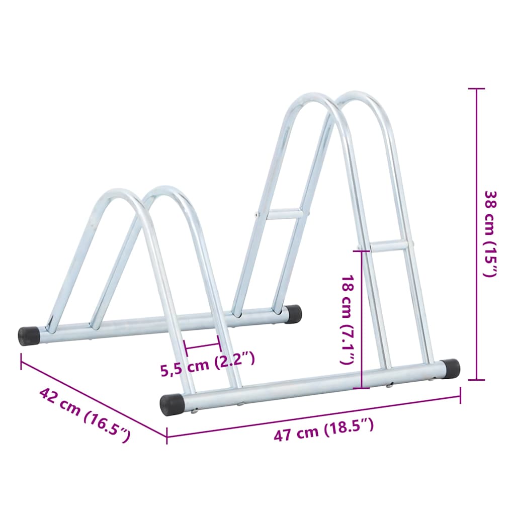 Bicycle Stand for 2 Bikes Floor Freestanding Galvanised Steel with Bicycle Stands & Storage