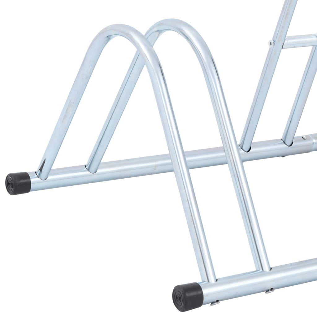 Bicycle Stand for 4 Bikes Floor Freestanding Galvanised Steel, Steel finish