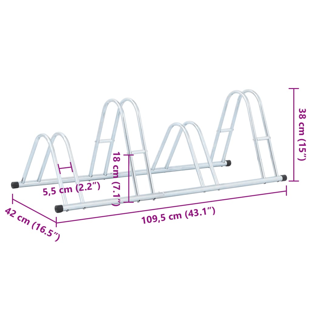 Bicycle Stand for 4 Bikes Floor Freestanding Galvanised Steel with Bicycle Stands & Storage