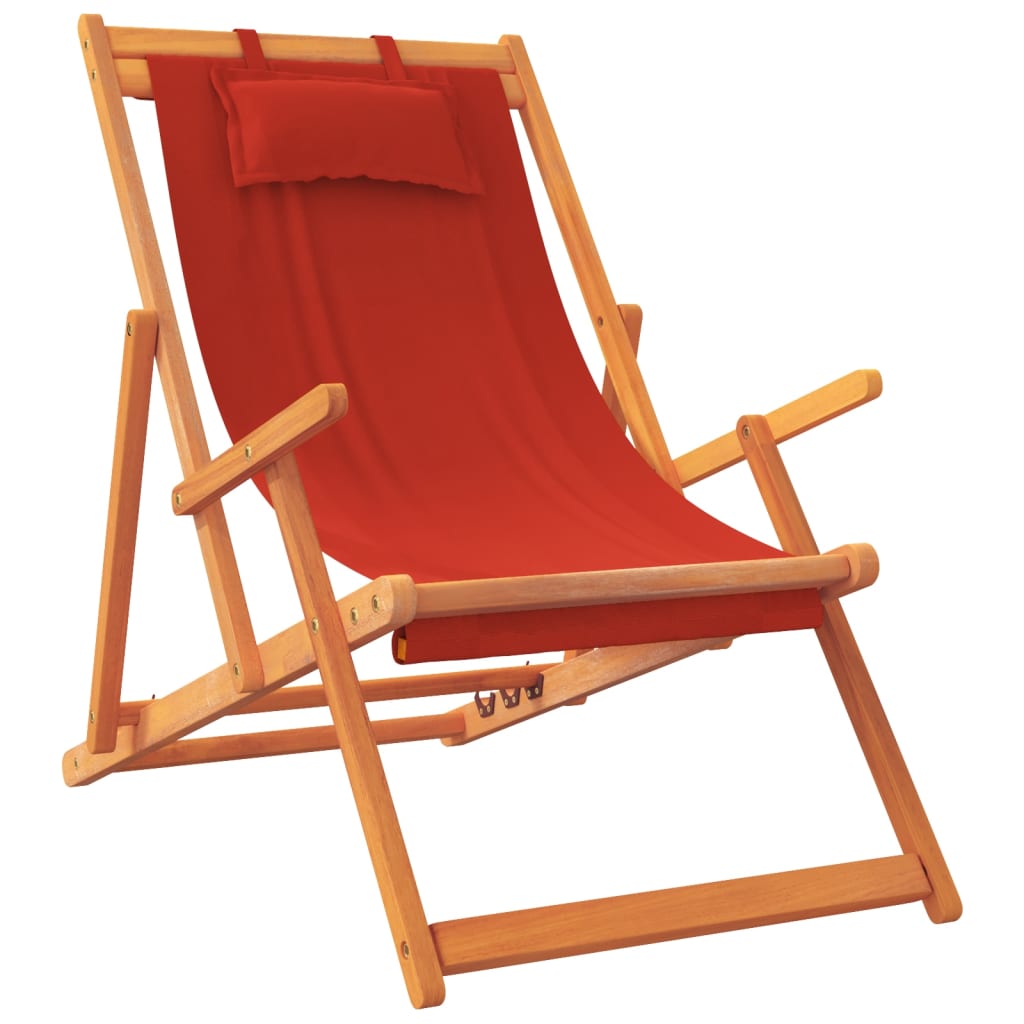Folding Beach Chairs 2 pcs Red Fabric | Red colour