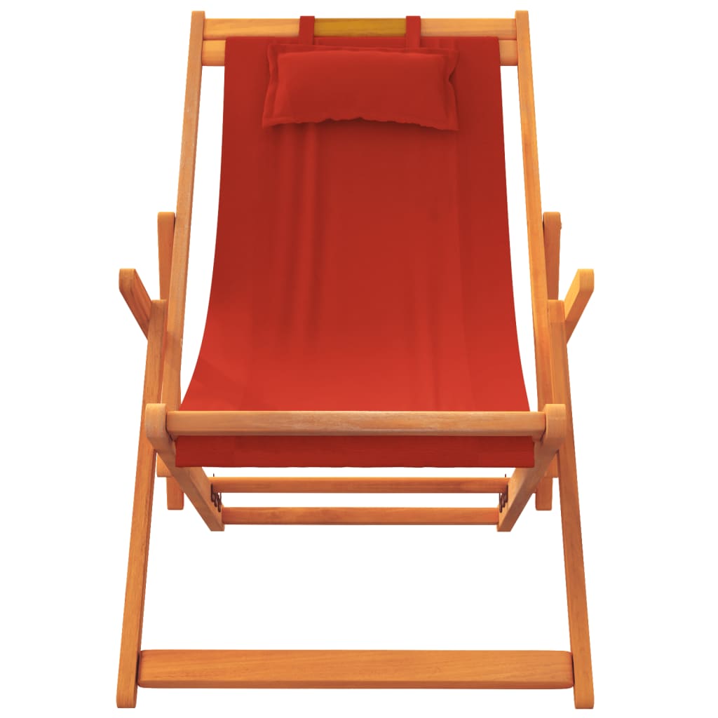 Folding Beach Chairs 2 pcs Red Fabric, Fabric finish