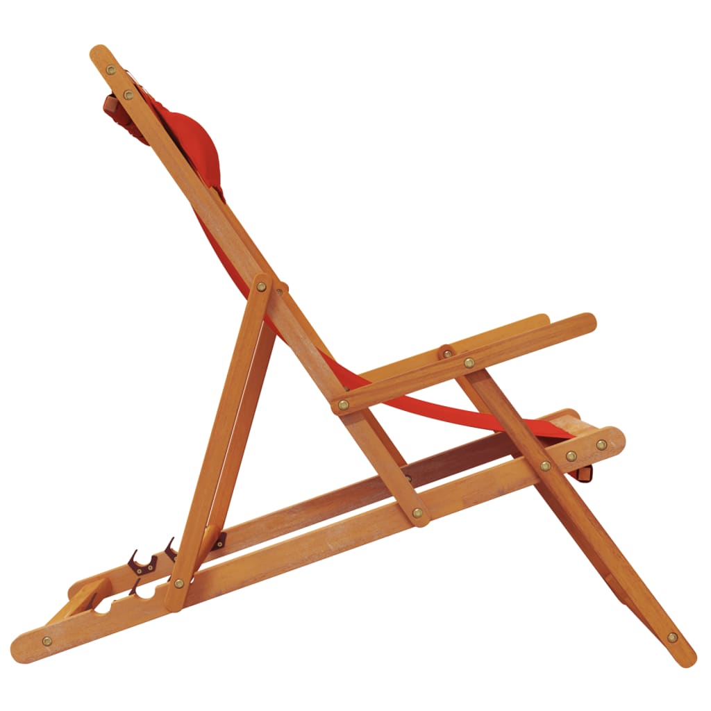 Outdoor Chairs - Folding Beach Chairs 2 pcs Red Fabric