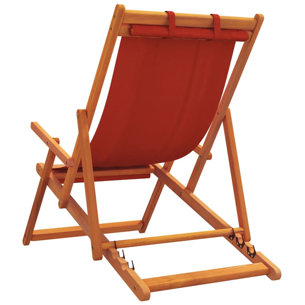 Red colour - Folding Beach Chairs 2 pcs Red Fabric